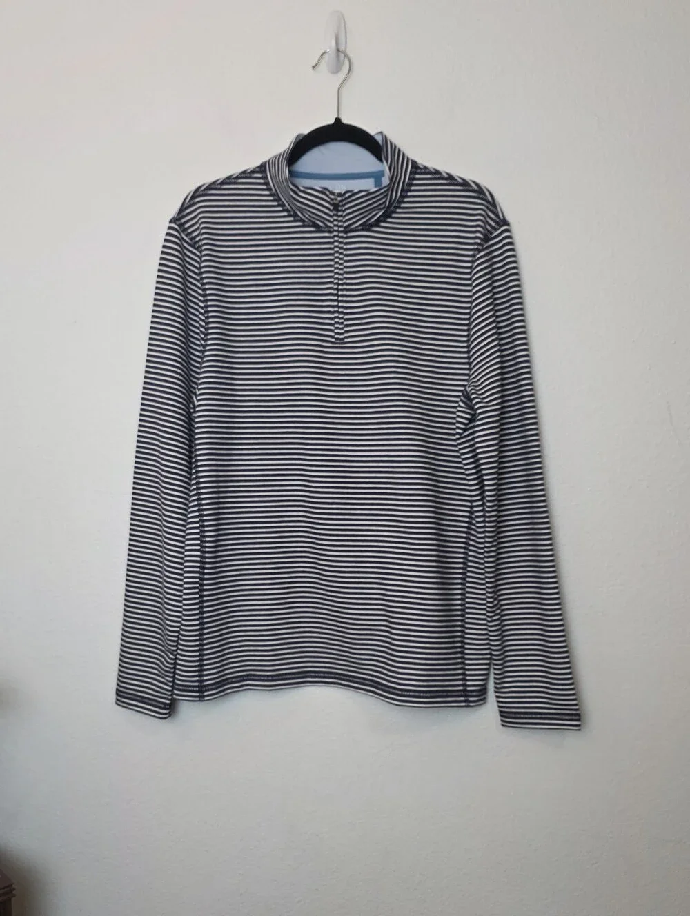 🚨NEW J CREW Men's Striped Performance Half-Zip Sweatshirt Coastal Nautical Sz M